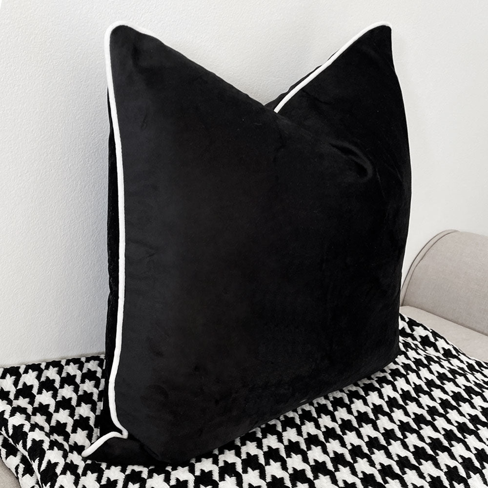 Black velvet cushion cover