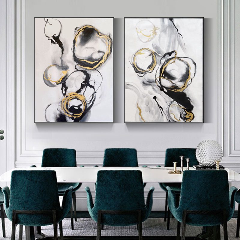 Abstract Summer Ripples  (Gold &amp; Black) Oil Painting