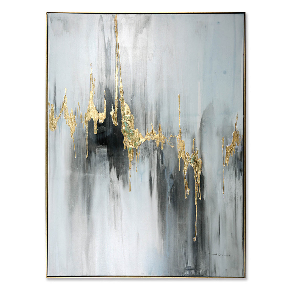 Abstract Morning Mist Gold Foil Oil Canvas