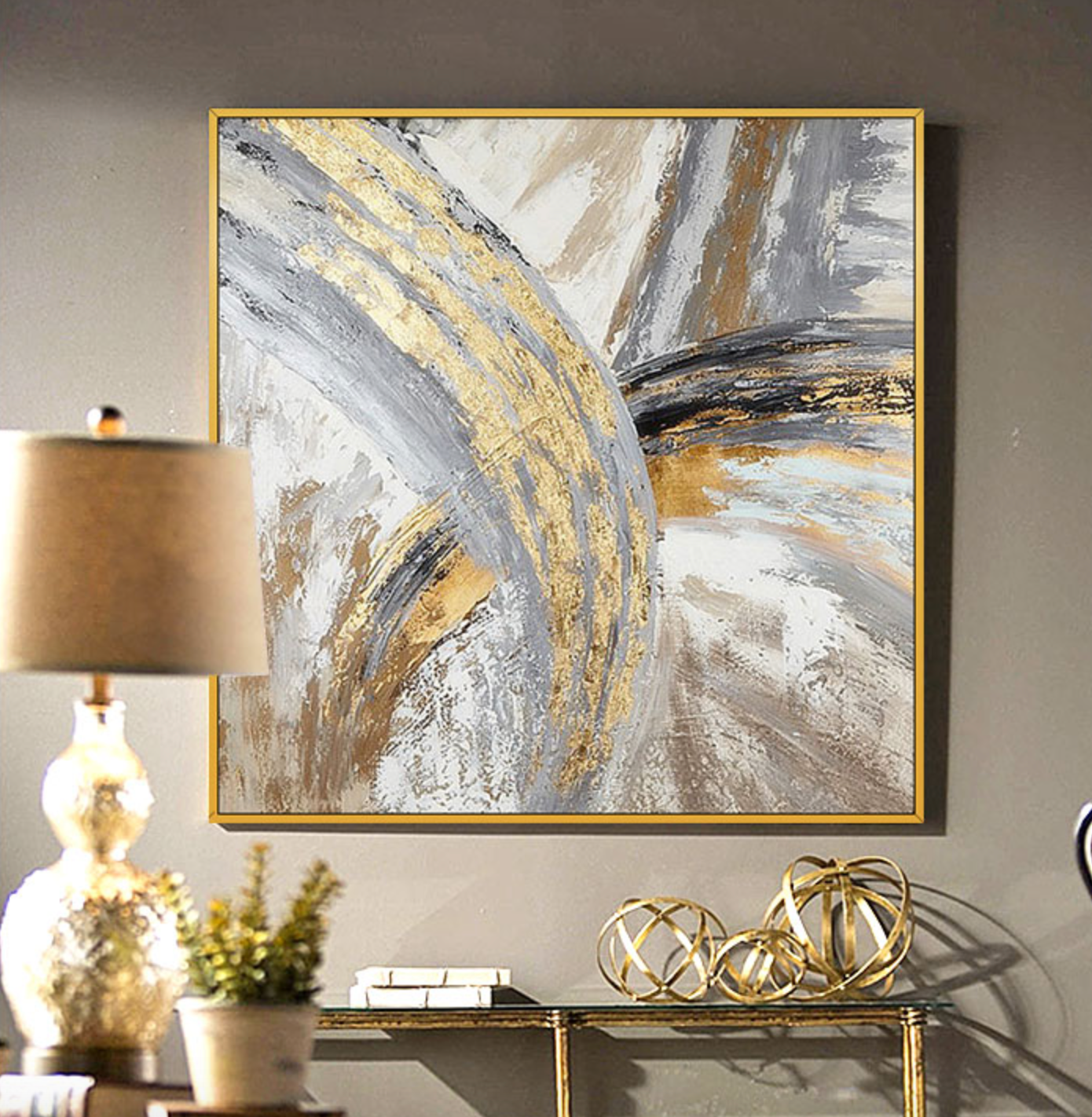 gold framed art with black accents