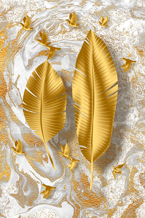 Gold Tulip, Rose &amp; Leaf Prints (set of two &amp; three)