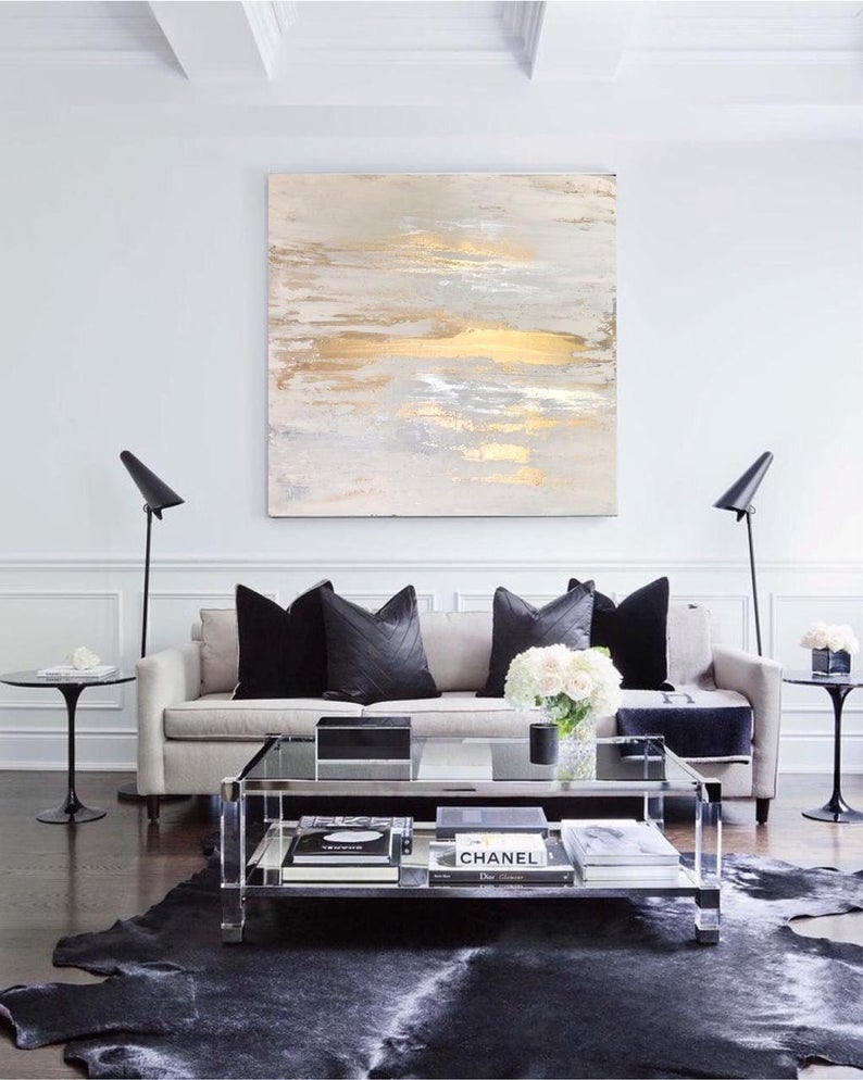 Abstract Gold Seaview Oil Painting