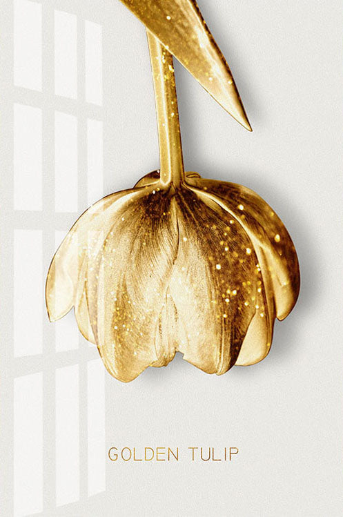 Gold Tulip, Rose &amp; Leaf Prints (set of two &amp; three)