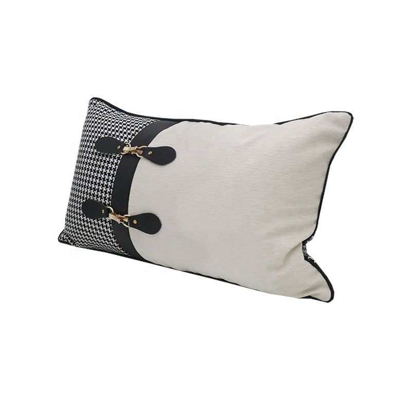 Houndstooth Bolster Button Cushion