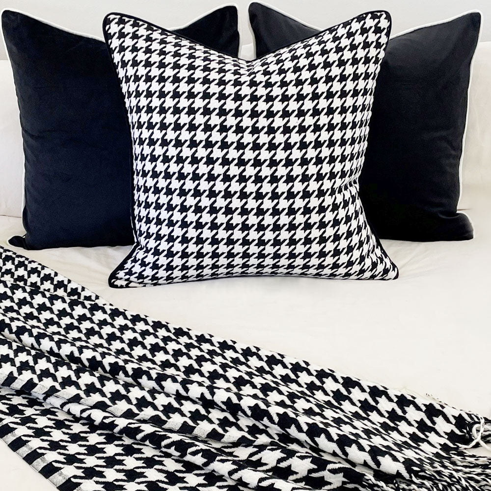 Houndstooth cushion and throw