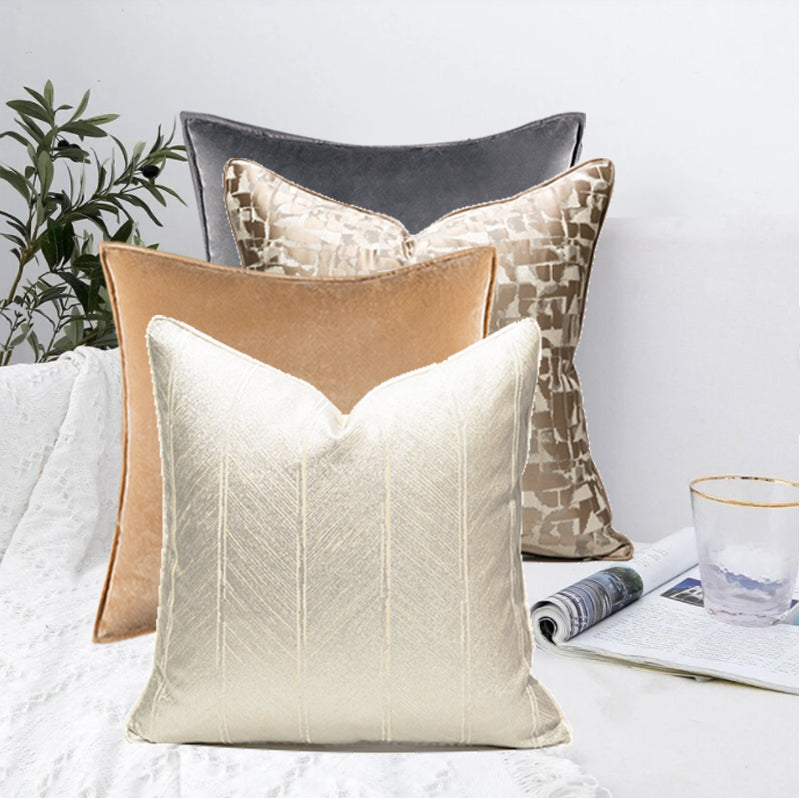 Modern luxe collection of gold and grey coloured cushions