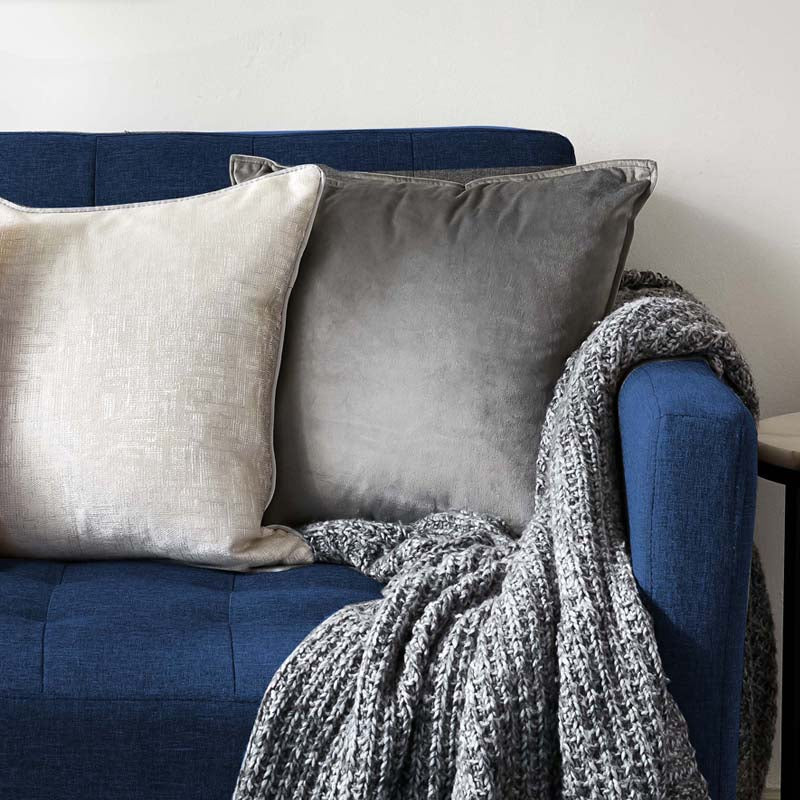 Modern luxe cushions in silver and grey