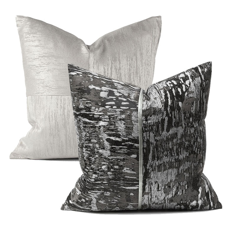 Black and silver luxe cushion cover set