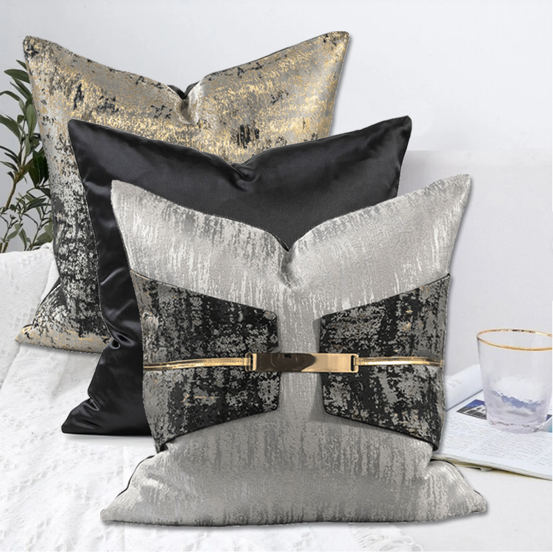 Gold and black cushion set