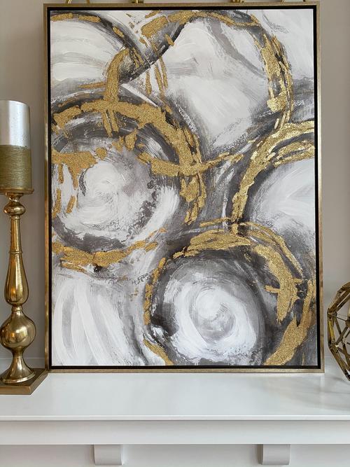 Abstract Gold Circles Oil Painting