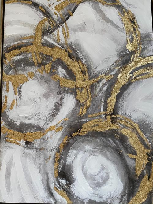 Abstract Gold Circles Oil Painting