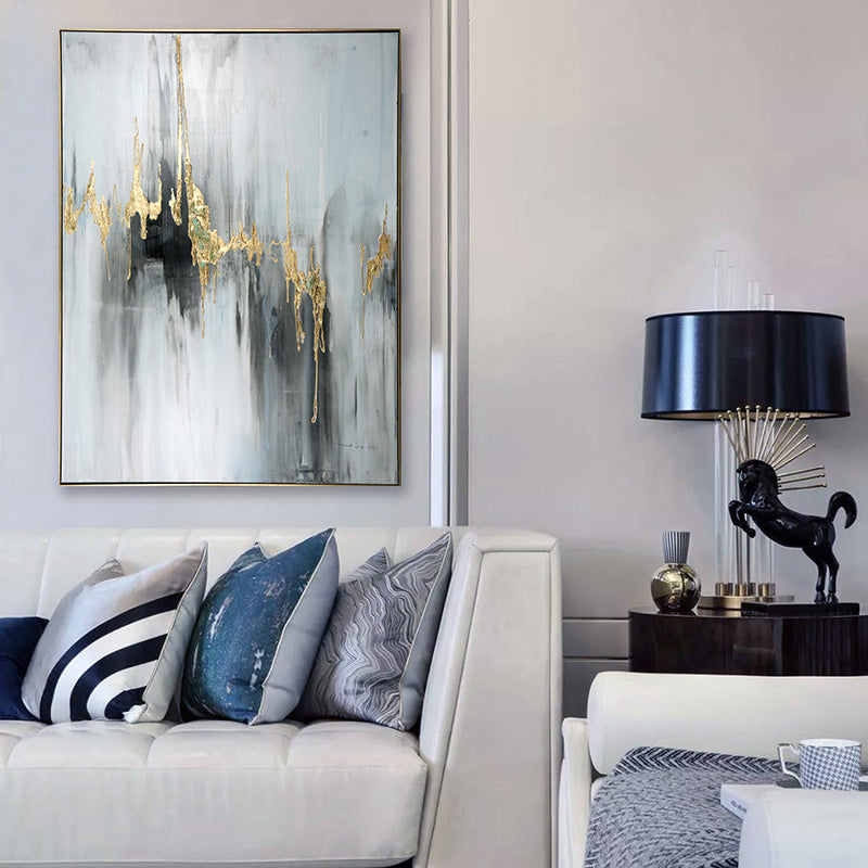 Abstract Morning Mist Gold Foil Oil Canvas