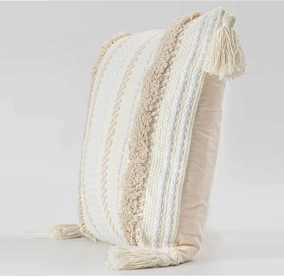 Boho Tuft Cushion with Cream Tassels