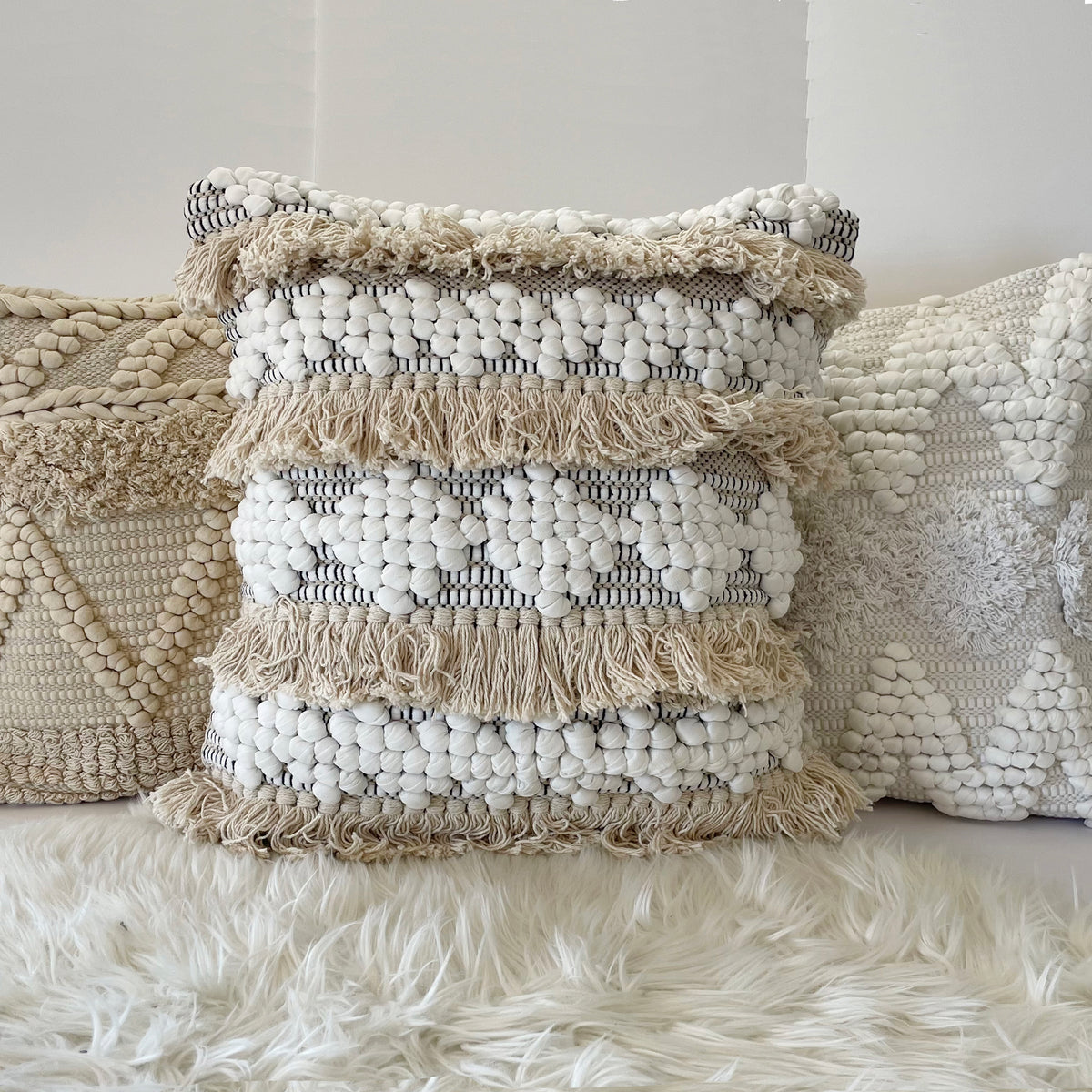 handloomed cushion in boho style