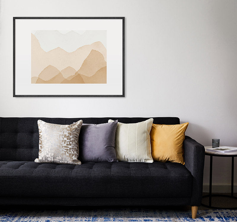 Set of four luxe cushion in grey and gold