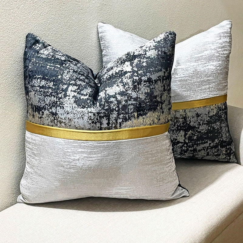 luxe cushion black gold silver