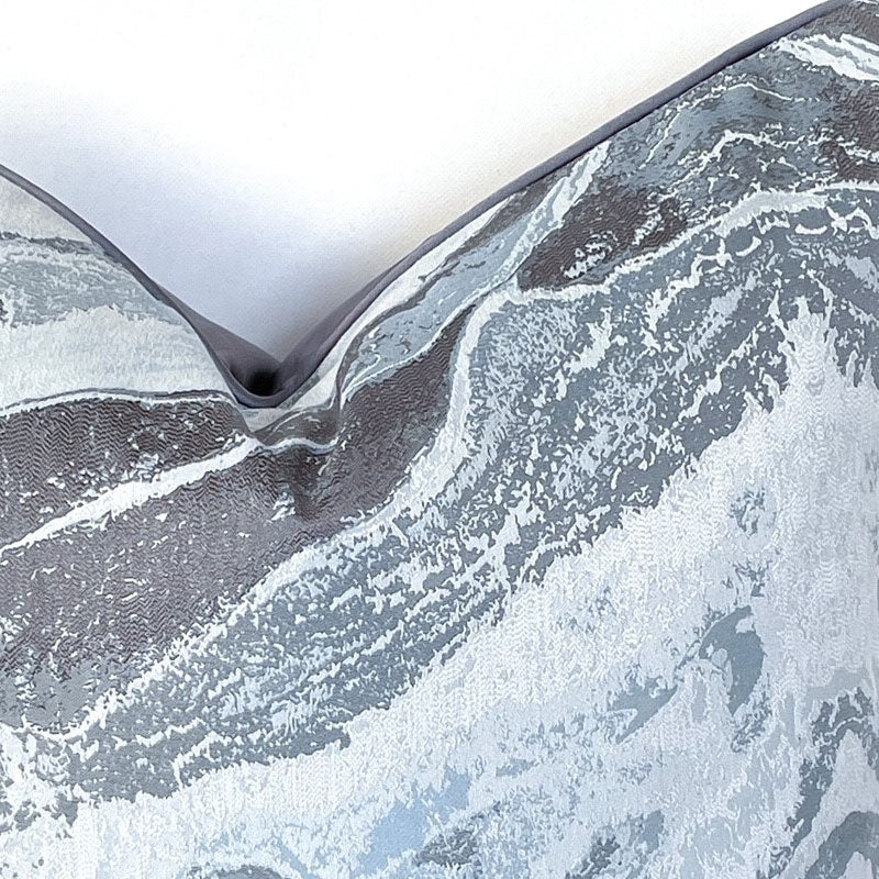 grey and blue marble pattern cushion