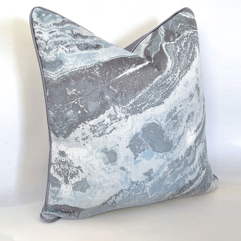 Marble blue cushion with grey