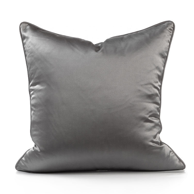 Grey satin backing cushion cover