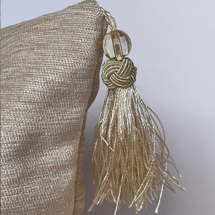 Iivory modern luxe chenille velvet cushion tassel