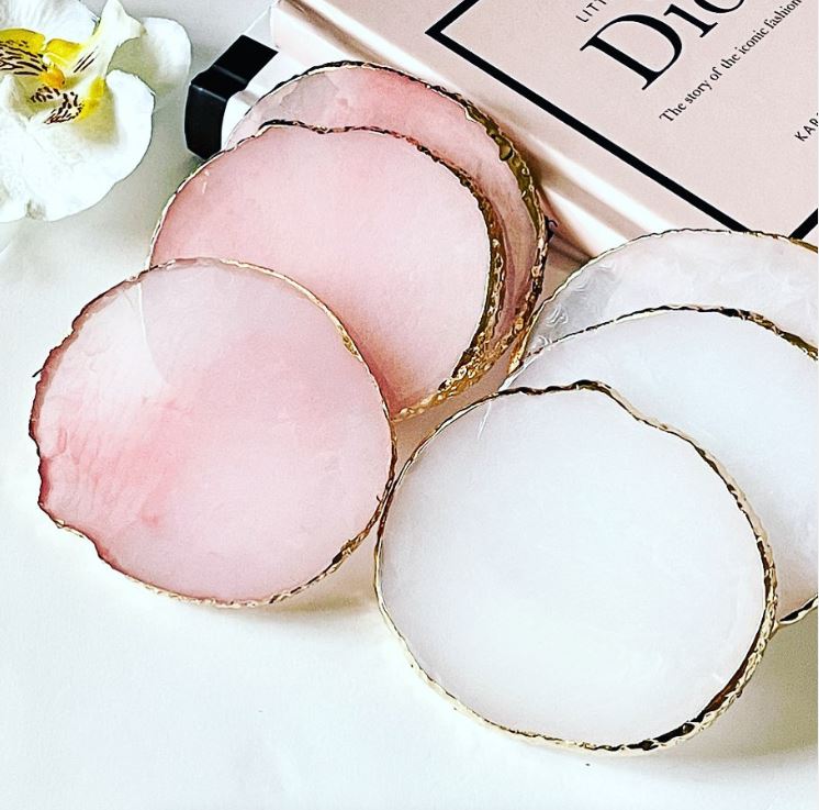 resin coasters with gold edging