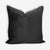 black velvet cushion with white piping