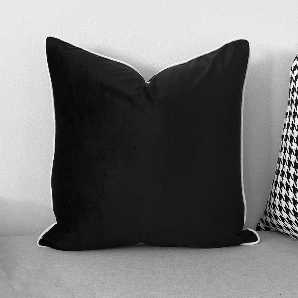 Houndstooth Pattern Cushion Cover Black & White, Luxurious Design, Indigo  Lane